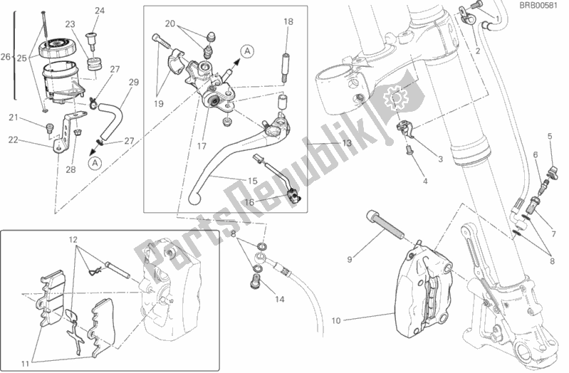 Tutte le parti per il Sistema Frenante Anteriore del Ducati Scrambler Cafe Racer Thailand USA 803 2018